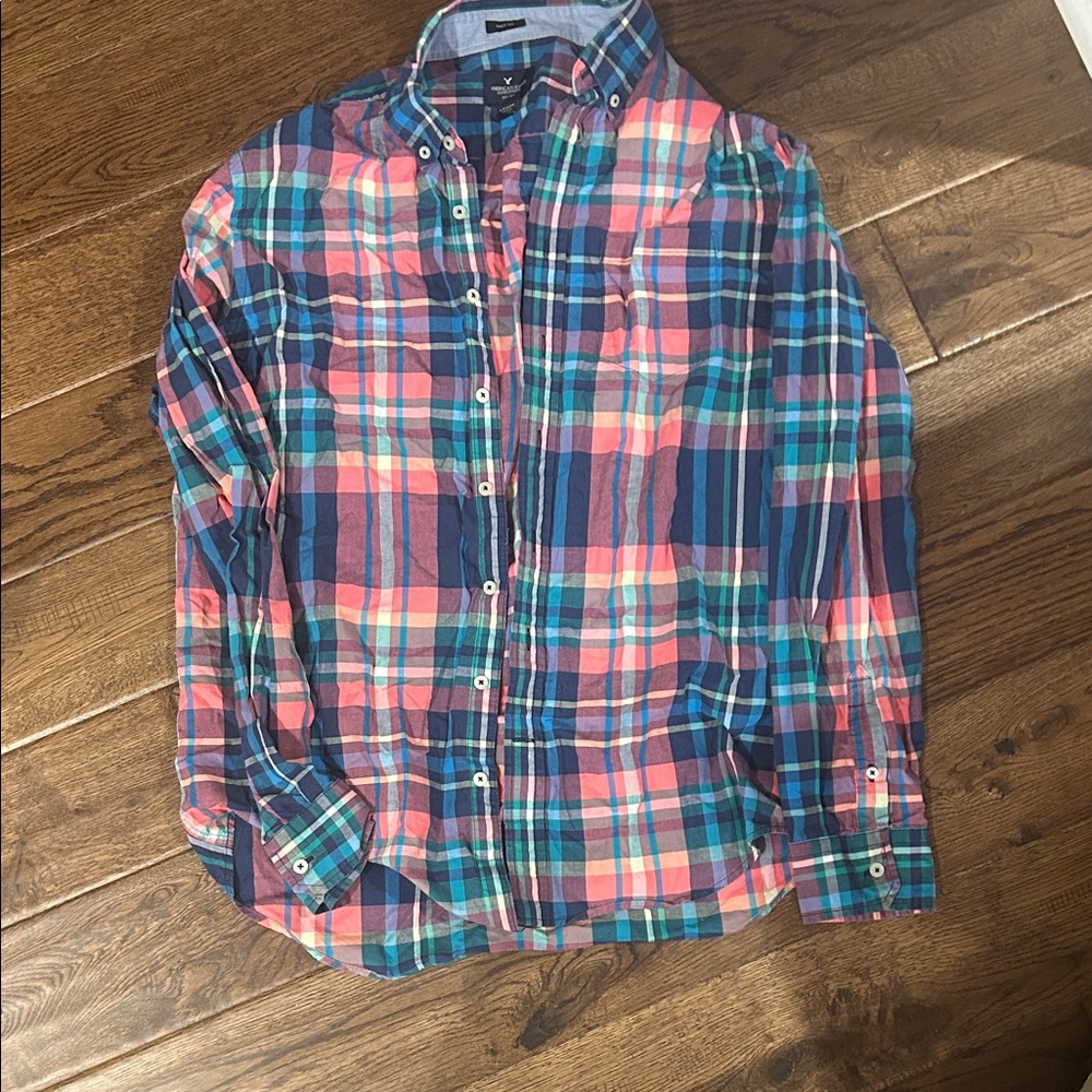 American Eagle Outfitters Men's Vibrant Plaid Shirt